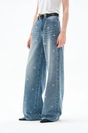 Nico Hand Sewn Embellished Jeans in Lightweight Washed Denim