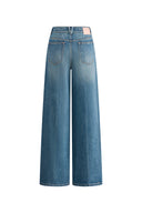 Imogen Hand Beaded Denim Trousers in Cotton Denim