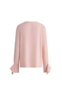 Cynerda Ruffled V-neck Blouse in Wrinkle-Resistant Crepe