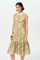 Demi Sleeveless Hand Painted Watercolor Inspired Rose Print Dress