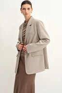Cori Removable Leather Belt Blazer in Lightweight Wool Blend
