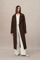 Rond Maxi Lapel Long Coat in Merino Cashmere Blend