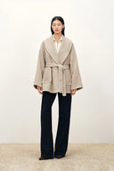 Eloise Belted Embroidery Coat in Wool Alpaca Blend