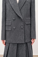 Ava Handgearbeiteter Blazer und Rock mit Kontrastnähten aus australischer Merinowolle