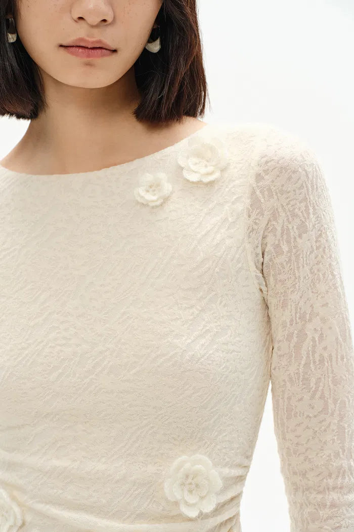 Esme Hand Crocheted Long Sleeved Short Dress in Merino Wool Blend S Esme Hand Crocheted Long Sleeved Short Dress in Merino Wool Blend S