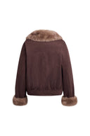Gretchen Cropped Parka Jacket in Faux Suede