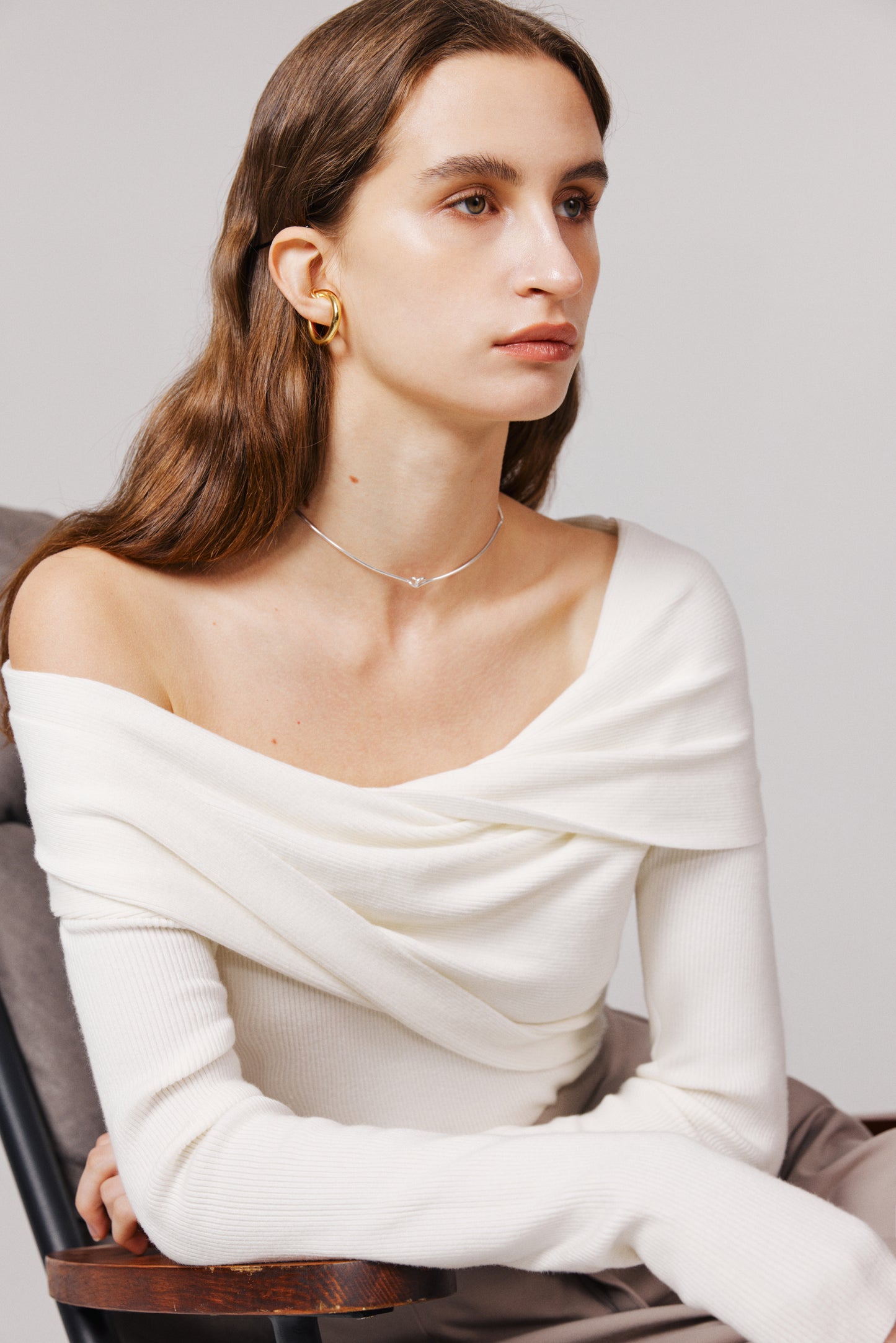Venus Asymmetrical Sweater in Silk Wool Blend
