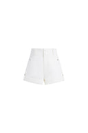 Barney A Line Cuffed  Cargo Short in Linen Blend