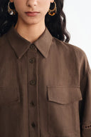 Robe-chemise à broderies ajourées Riley en lin fin