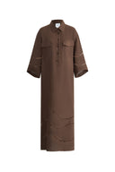 Robe-chemise à broderies ajourées Riley en lin fin