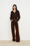 Taylor Belted Straight Leg Jeans in Velvet Flocked Denim