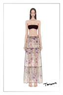 Mia Hand Painted Flora Skirt in Silk-Cotton