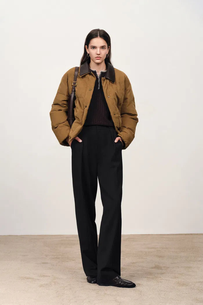 Kaia Wrinkle Resistant Embellished Belt Suit Pants in Fine Wool Suiting