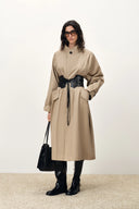 Esme Minimalist Oversized Long Trench Coat in Cotton Twill