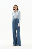 Jeans Seren de pierna ancha con cintura elástica en denim lyocell