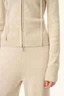 Vivi Fitted Cropped Hooded Knit Cardigan In Merino Wool Blend