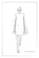 Vestido corto Audrey con capa y perlas en mezcla de triacetato