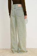 Hadrian Studded Wide Leg Jeans in Cotton Denim