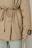 Isolde Drawstring Waist Parka Jacket in 90% White Goose Down