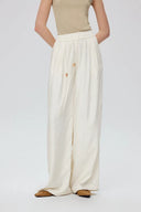 Louise Textured Loose Boho Pants in Wrinkled Satin
