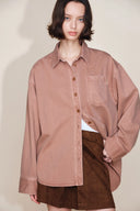 Adeline High Low Hem Cut Oversized Shirt in Lyocell Denim