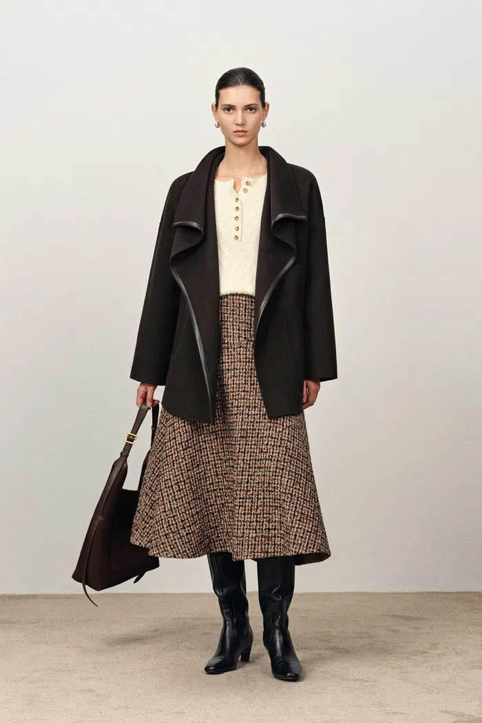 Gallion Big Lapel Coat in Double-Face Merino Wool