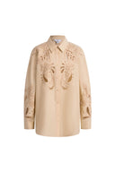 Camisa Éloïse con Ojetes y Estampado Paisley en Popelina de Algodón Pima