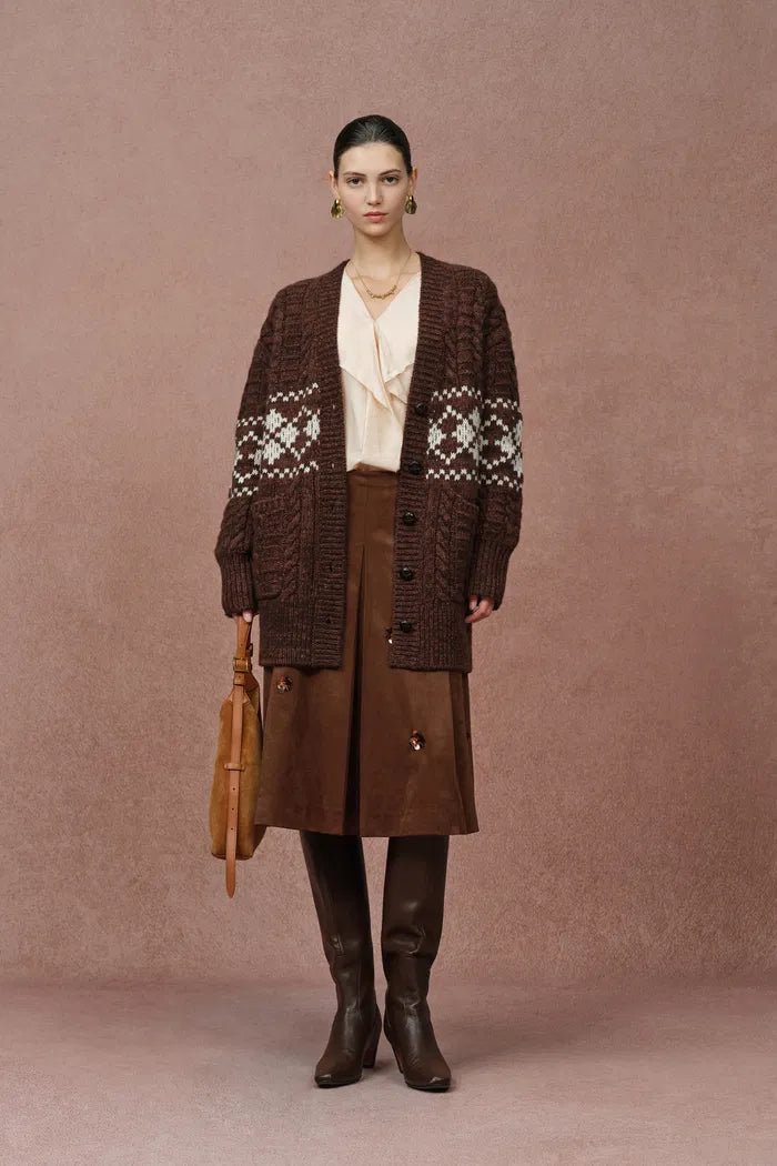 Corvara Fair Isle Cardigan in Coarse Spun Merino Wool