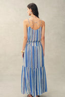 Mila Maxikleid mit Aquarellstreifen aus gekrepptem Georgette