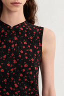 Blair Sleeveless Cheongsam Dress in Textured Mulberry Silk