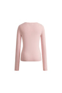 Bow Cutwork Fitted Sweater in Stretchy Merino Wool Knit