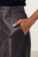 Nellie Elasticated Waist Wide Leg Trousers in Protein Leather