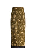 Jupe midi Wind en maille jacquard botanique