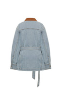 Luca Contrast Collar Lightweight Jacket in Cotton Denim