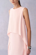 Vestido sin mangas con pliegues laterales ondulados Cilace en tejido mate texturizado