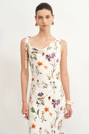 Vestido Flora drapeado asimétrico Alice en crepé de seda mate