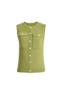 Winnie Sleeveless Knit Vest Top in Linen Blend