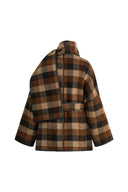 Lycoris Leather Trimmed Short Wool Coat in Merino Wool