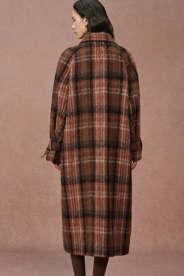 Cristha Check Wool Coat in Merino Mohair Tweed – fbrq.com