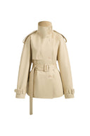Sienna Convertible Belted Cropped Trench Coat In Lightweight Cotton