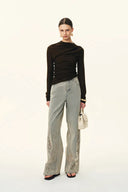 Thalia Devoré Jeans in Composite Denim-Washed Grey Denim