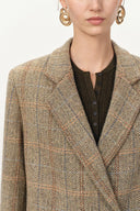 Blazer Daphne à carreaux doux en laine mérinos chevrons