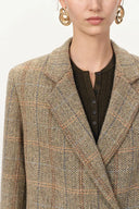 Daphne Soft Checkered Blazer in Merino Wool Herringbone