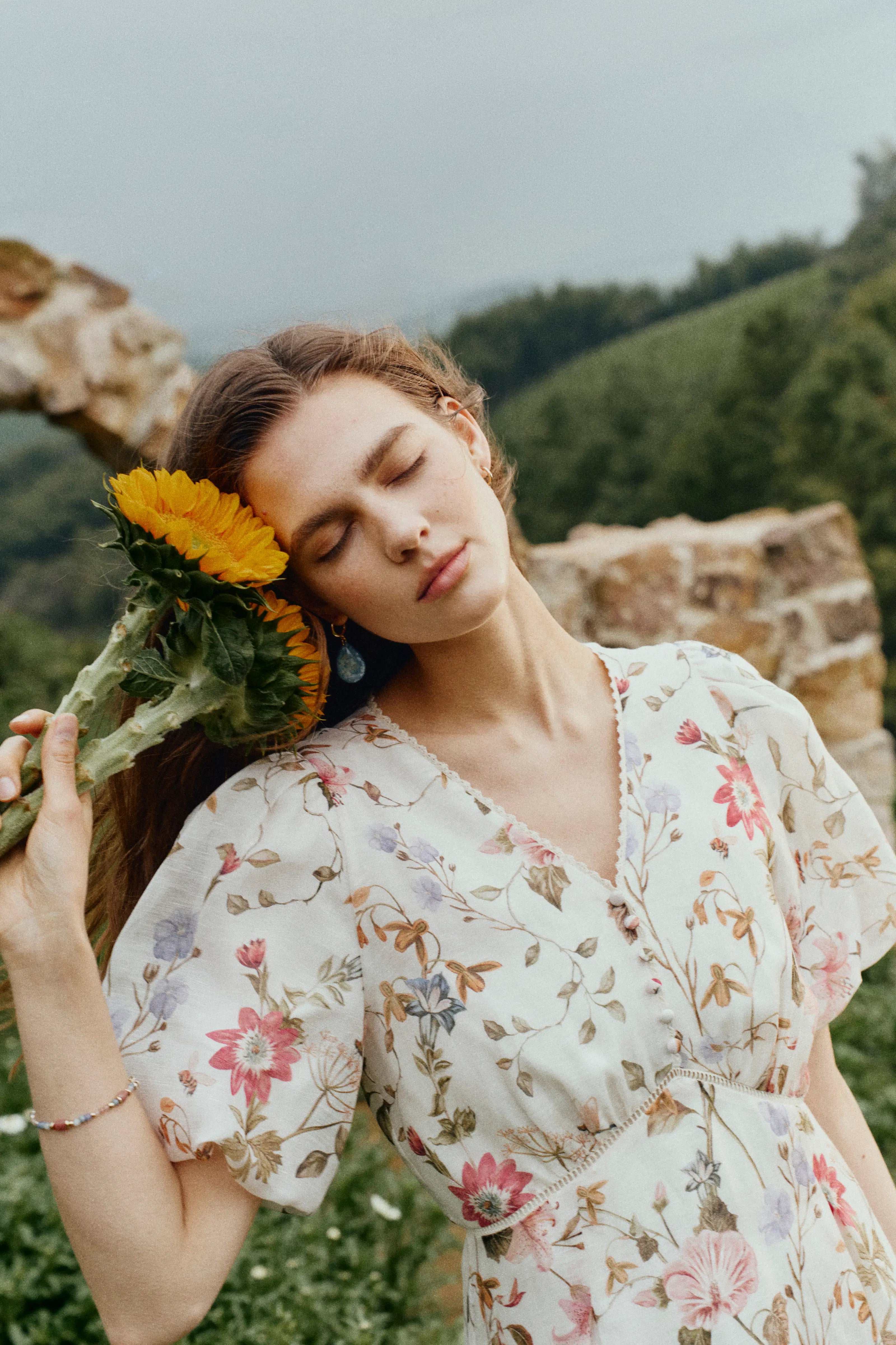 linen flower dress FINAL SALE Crafted from linen boasting a multicolour florals print Winnie Floral Linen Dress |