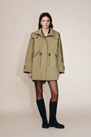 Casey Hooded Drawstring Lightweight Down Jacket in Crinkle Cotton Blend