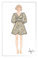 Miniabito floreale Hyacinth in misto seta gelso