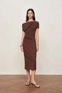 Hazel Asymmetric One Shoulder Dress in Cotton Blend