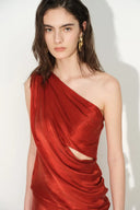 Completo Aurora con top monospalla drappeggiato e gonna