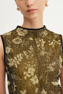 Top Sin Mangas Wind Jacquard en Punto de Georgette de Seda Burnout