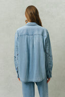 Chemise brodée Vinetta en denim coton-lin